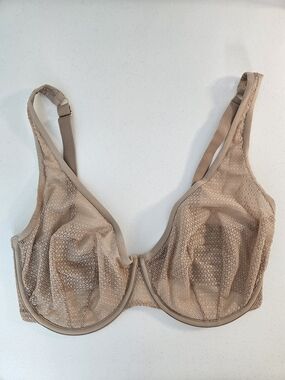 Thirdlove Unlined Modern Mesh Scoop Underwire Bra Size 32G Shear Lace Tan